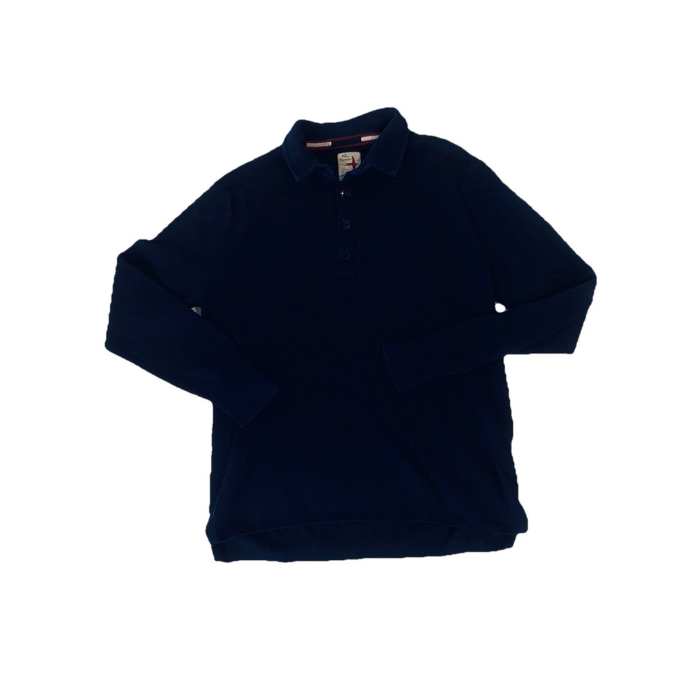 Relwen‎ Cotton Blend Quarter Button Sweater Navy Men's XL